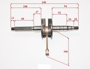 WAŁ KORBOWY 2T - 15 FREZÓW SW. 12 MM ( KEEWAY )