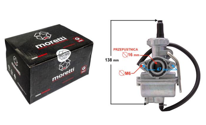 GAŹNIK MORETTI 50 4T DO MOTOROWERU STREET (PRZEPUSTNICA 16 MM)