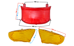 Klosze lampy tylne z kierunkowskazami do skutera 21 2 (pomarańczowe) MORETTI