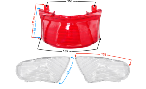 Klosze lampy tylnej z kierunkowskazami do skutera 21 2 (białe) MORETTI