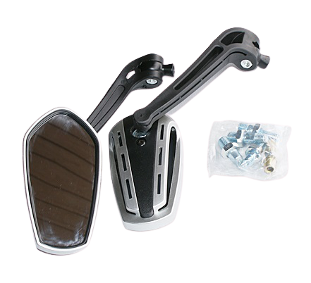 LUSTERKA KPL. CZARNO-SREBRNE MOTOCYKLOWE M8/M10 ABIWA