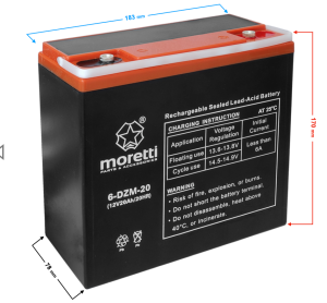 Akumulator 12V 20Ah 6-DZM-20 skuter elektryczny Energy, EMAX,  E-Max, Tres