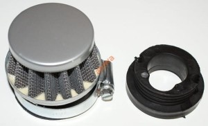 FILTR POWIETRZA STOŻEK 42MM -POCKET BIKE-CHROM Z FLANSZĄ